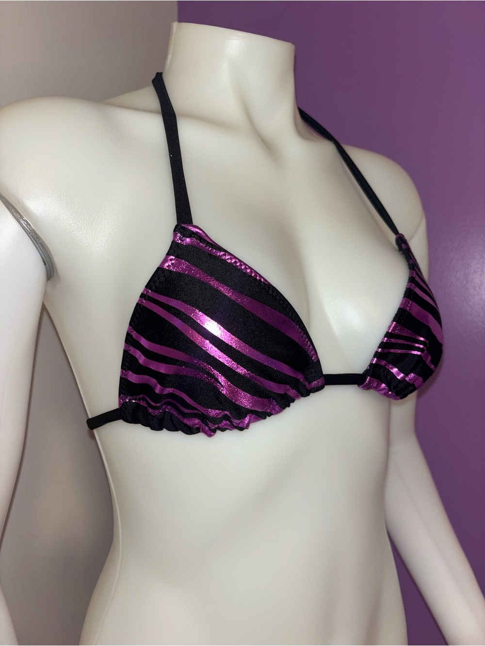 Metallic Zebra Print Triangle Top Size Small